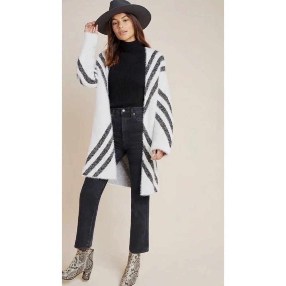 Anthropologie Sleeping On Snow‎ Valia Eyelash Sweater Coat Cardigan Chevron
